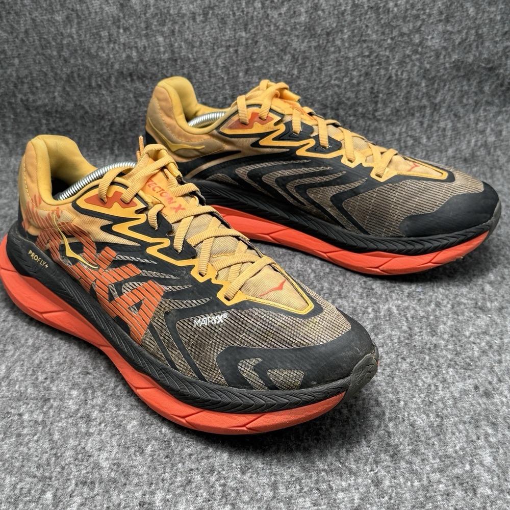 Hoka Tecton X 2 Mens 11 Black Flame Carbon Plate Trail Running Shoes Matryx